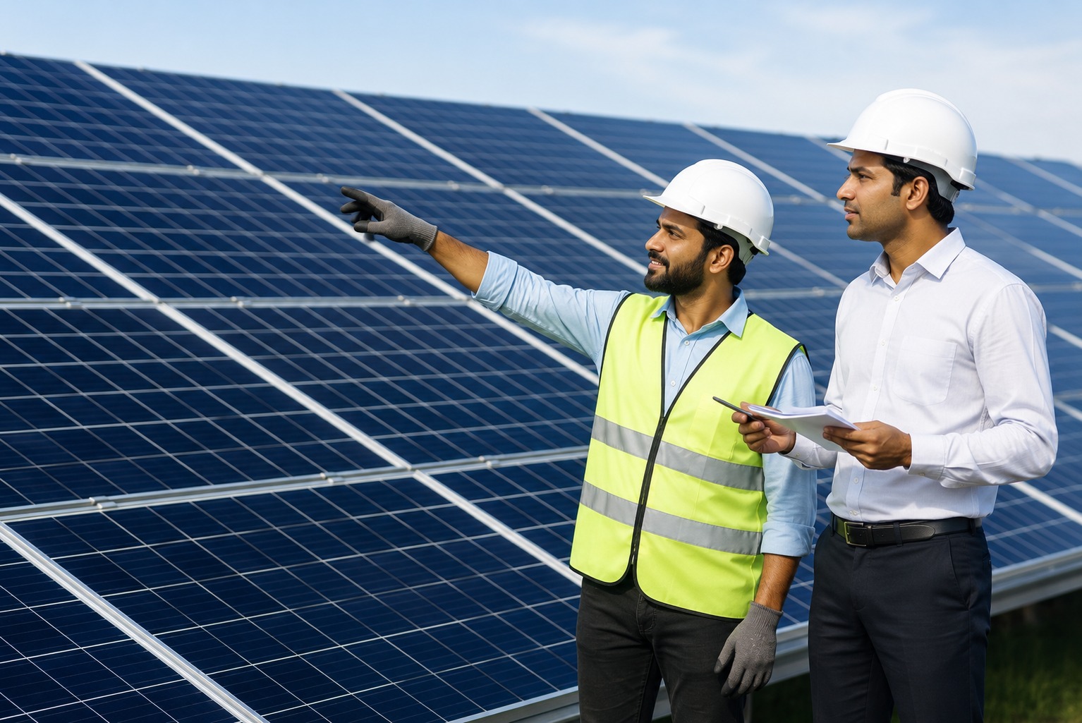Integrated EPC team at a PM Kusum solar project